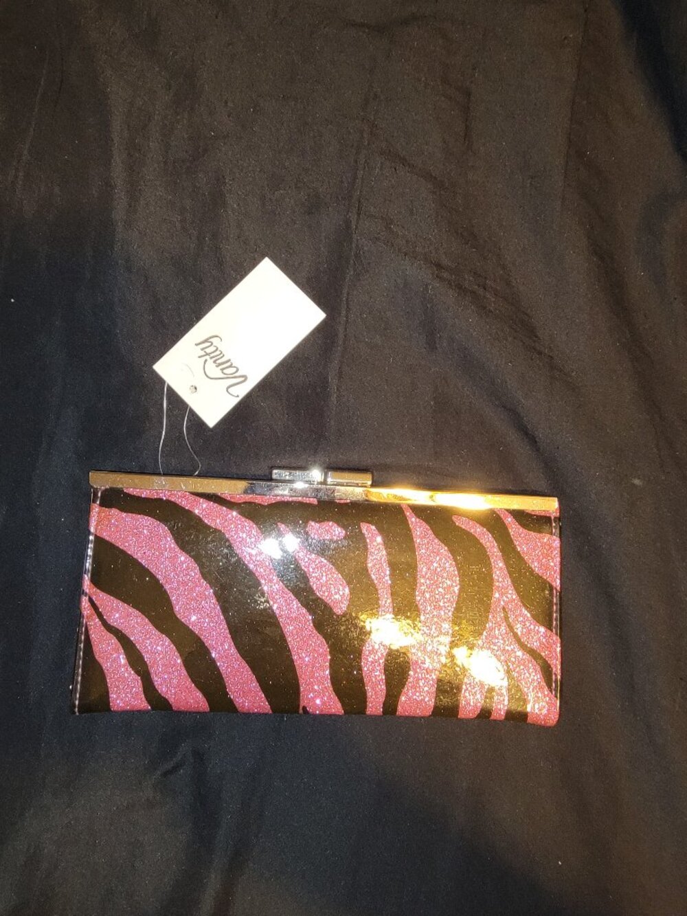 Hot Pink Black Zebra New Vanity Kiss Lock Wallet Glitter Y2K Sparkle